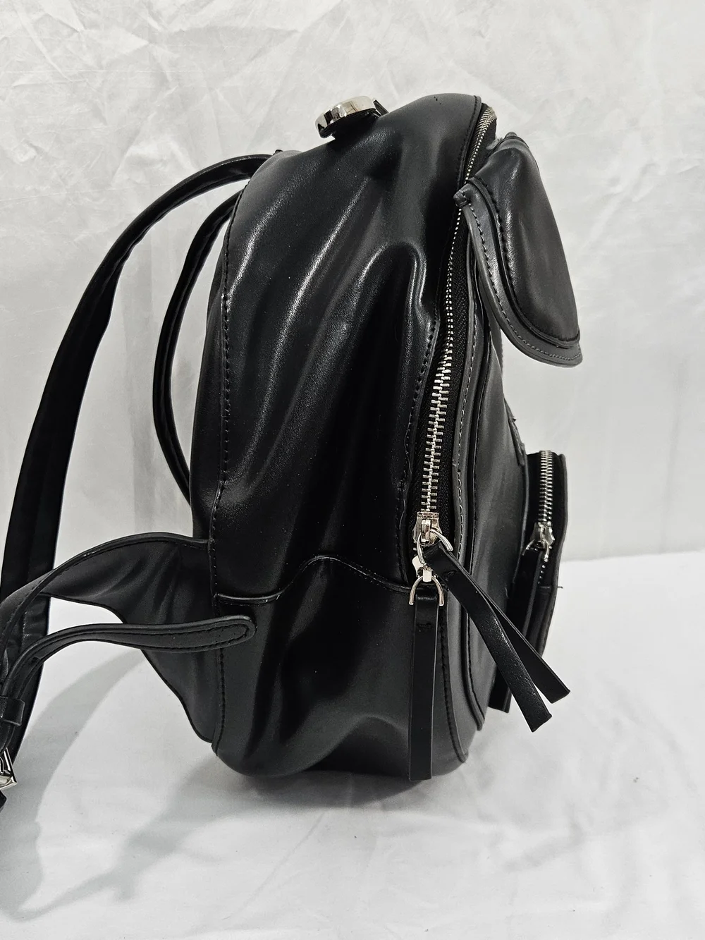 Black Pig Face Round Backpack - Cute Novelty Women's Backpack #298